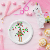 ホリデーキリン – 赤と緑のライト ペーパープレート (パーティー)