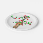 ホリデーキリン – 赤と緑のライト ペーパープレート (アングル)