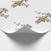 ホリデーキリン – 赤と緑のライト ラッピングペーパー (角)