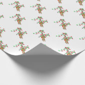 ホリデーキリン – 赤と緑のライト ラッピングペーパー (角)