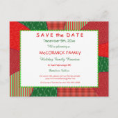 ホリデーキルト – パーティー、ファミリー懇親会日付の保存 案内ポストカード (正面)