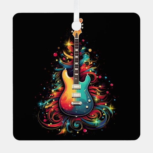 ホリデーギタークリスマスツリーメタルオーナメント メタルオーナメント (正面)