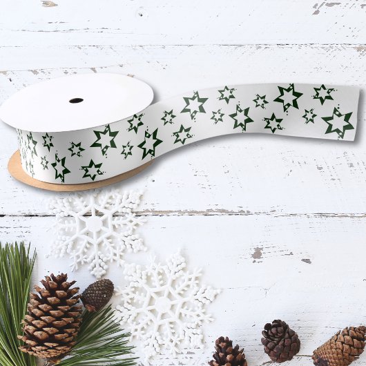 ホリデーギフトカスタマイズ可能な緑の星 サテンリボン