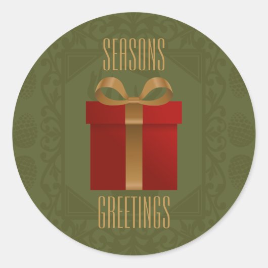 ホリデーギフトクリスマス季節のごあいさつシール ラウンドシール (正面)