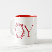 ホリデーギフトジョイリースクリスマスレッドパーソナライズされた ツートーンマグカップ (正面左)
