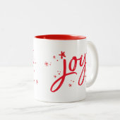 ホリデーギフトトレンディーハンドレターフェスティバルジョイ赤 ツートーンマグカップ (正面右)