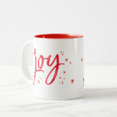 ホリデーギフトトレンディーハンドレターフェスティバルジョイ赤 ツートーンマグカップ (正面左)