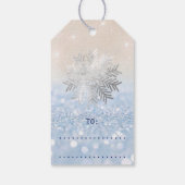 ホリデーギフトブルースノーフレークスシルバーブルーグリッター ギフトタグ (裏面)