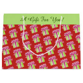 ホリデーギフトボックスのパターン ラージペーパーバッグ (正面)