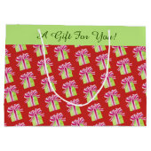 ホリデーギフトボックスのパターン ラージペーパーバッグ (裏面)