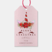 ホリデーギフトメリーラベルユニコーンレッドピンクスイーツへ ギフトタグ (正面)