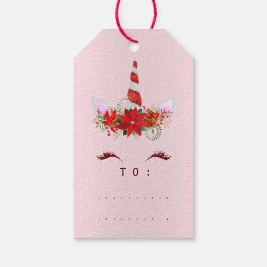 ホリデーギフトメリーラベルユニコーンレッドピンクスイーツへ ギフトタグ (裏面)