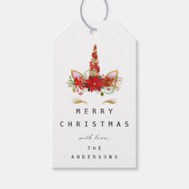 ホリデーギフトメリーラベル金ゴールドユニコーンクリスマス ギフトタグ