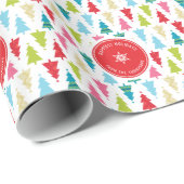 ホリデーギフトモダンフェスティバルクリスマスツリーパターン ラッピングペーパー (ロールコーナー)