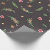 ホリデーギフトラップピンクローズアンドパイン ラッピングペーパー (角)