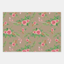 ホリデーギフトラップフローラバンドル ラッピングペーパーシート