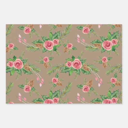 ホリデーギフトラップフローラバンドル ラッピングペーパーシート (正面)