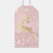 ホリデーギフトラベルグレーグリッターピンク金ゴールドトナカイ ギフトタグ (裏面)