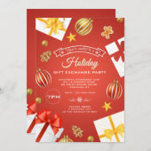 ホリデーギフト交換パーティの招待状 招待状 (正面/裏面)