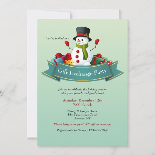 ホリデーギフト交換パーティの招待状 招待状 (正面)