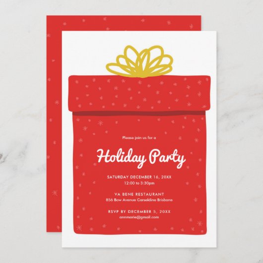 ホリデーギフト交換パーティー 招待状 (正面/裏面)