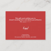 ホリデーギフト証明書事業用車種 割引カード (裏面)