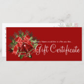 ホリデーギフト証明書赤いクリスマスベル (正面/裏面)
