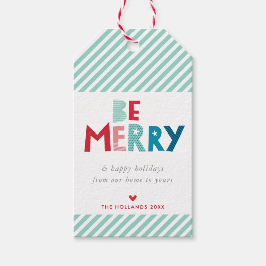 ホリデーギフト かわいい カラフルなクリスマス タイプで楽しく ギフトタグ (正面)