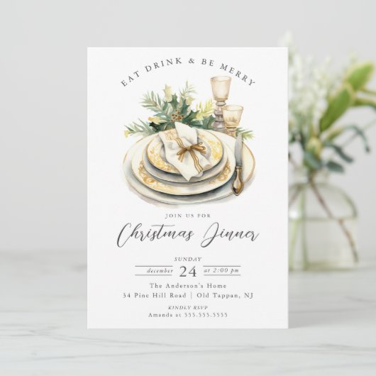 ホリデーギャザリングクリスマスディナー招待状 招待状 (スタンド正面)