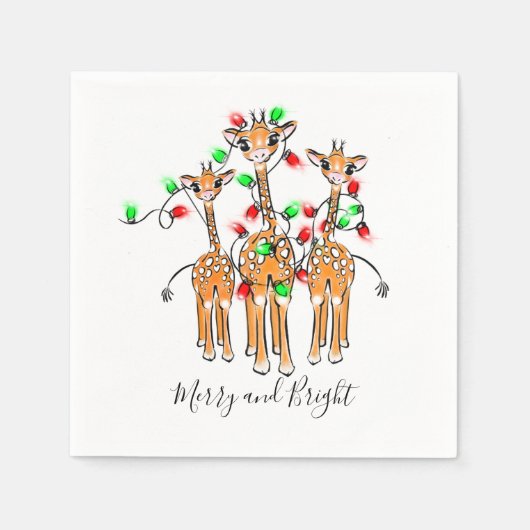 ホリデーギラフェス、きらびやかなライト、休日のデザイン スタンダードカクテルナプキン (正面)