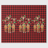 ホリデーギラフェス、きらびやかな赤、緑のライト、格子状 ラッピングペーパー (フラット)