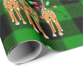 ホリデーギラフェス、きらめく赤い緑のライト、格子状 ラッピングペーパー (ロールコーナー)