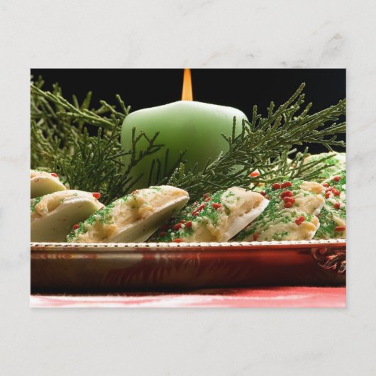 ホリデークッキーとキャンドル シーズンポストカード (正面)