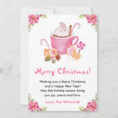 ホリデークッキーとココアピンクメリークリスマス シーズンカード (正面)