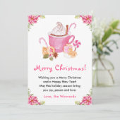 ホリデークッキーとココアピンクメリークリスマス シーズンカード (スタンド正面)