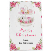 ホリデークッキーとココアピンクメリークリスマス ミディアムペーパーバッグ (正面)