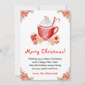 ホリデークッキーとココアレッドメリークリスマス シーズンカード (正面)