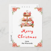 ホリデークッキーとココアレッドメリークリスマス シーズンポストカード (正面/裏面)