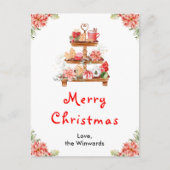 ホリデークッキーとココアレッドメリークリスマス シーズンポストカード (正面)