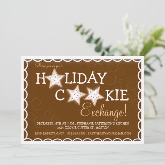 ホリデークッキーエクスチェンジシュガークッキー招待状 招待状 (スタンド正面)