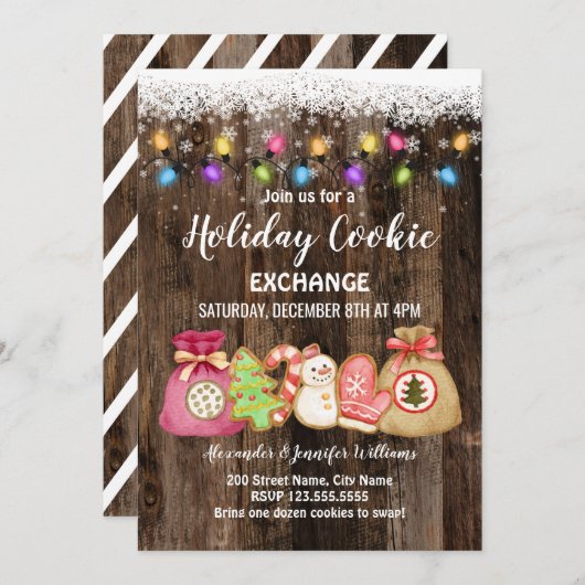 ホリデークッキーエクスチェンジ招待状 招待状 (正面/裏面)