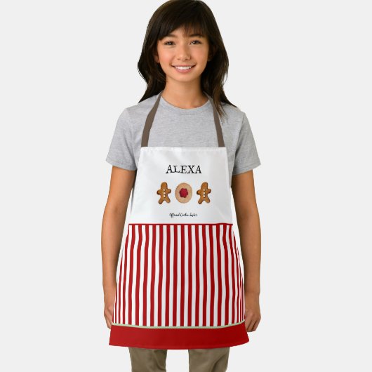 ホリデークッキーキ赤と白ッズストライプエプロン エプロン (インサイチュ)