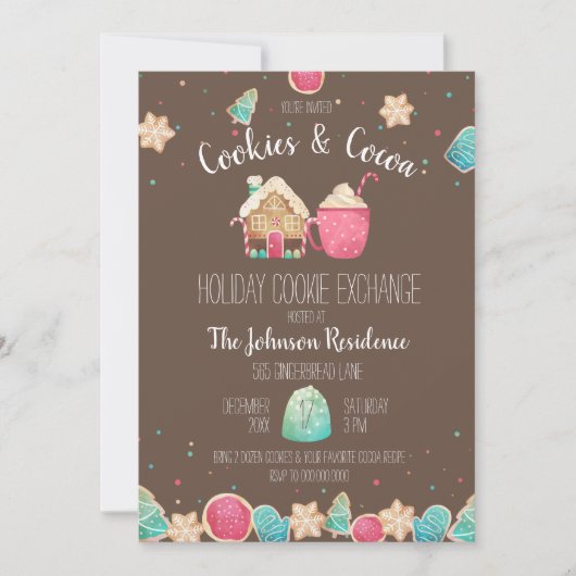 ホリデークッキースワップクッキー&ココアチョコレート 招待状 (正面)