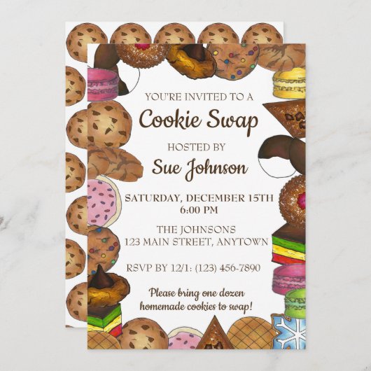 ホリデークッキースワップベイクセールパーティー 招待状 (正面/裏面)