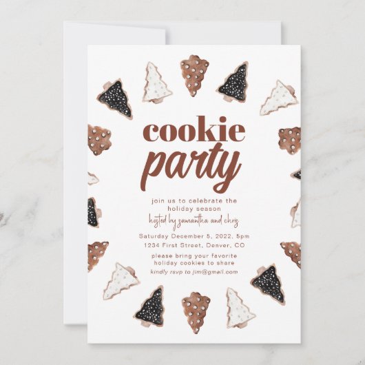 ホリデークッキーパーティーお祝いパーティの招待状 招待状 (正面)