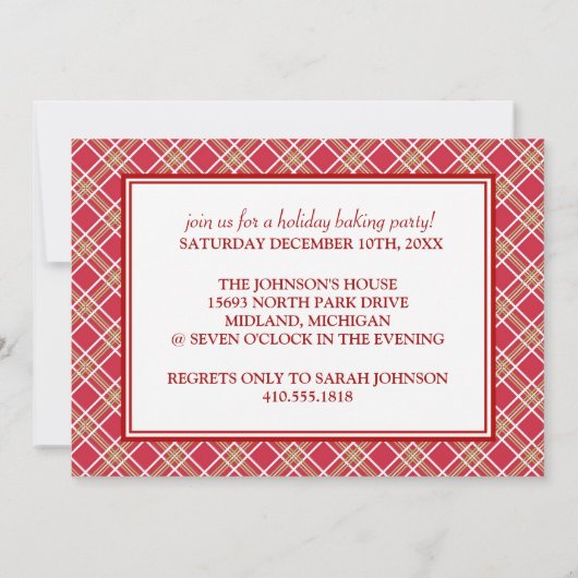 ホリデークッキーベーキングパーティの招待状 招待状 (裏面)