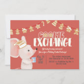 ホリデークッキー交換かわいいマウス 招待状 (正面)