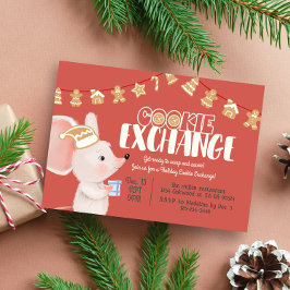 ホリデークッキー交換かわいいマウス 招待状