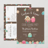 ホリデークッキー交換バジェットパーティの招待状 ポストカード (正面/裏面)