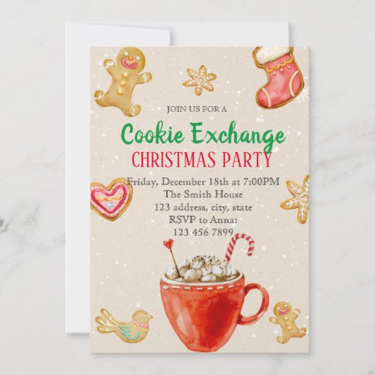 ホリデークッキー交換パーティの招待状 招待状 (正面)